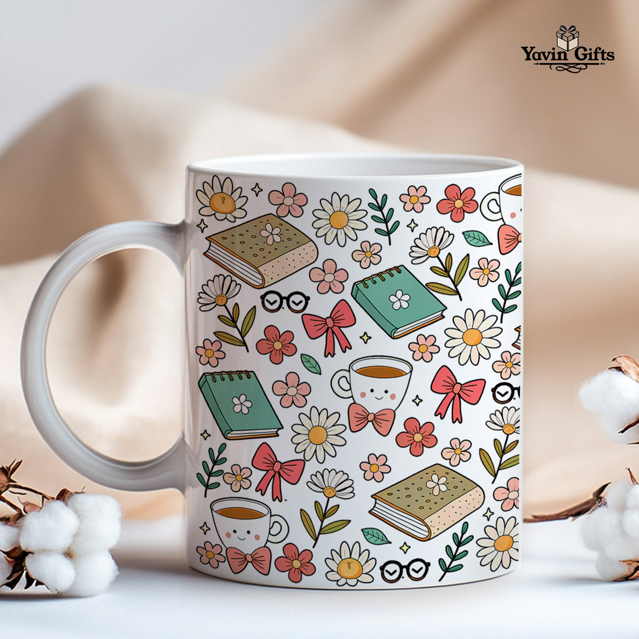 Cozy Books & Flowers Teacher Mug