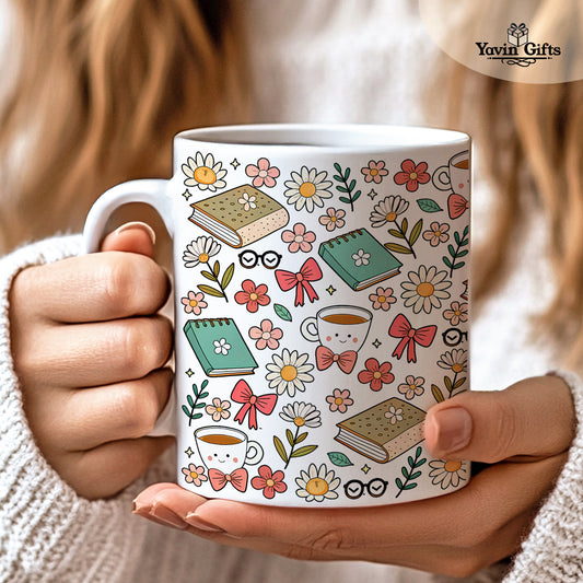 Cozy Books & Flowers Teacher Mug